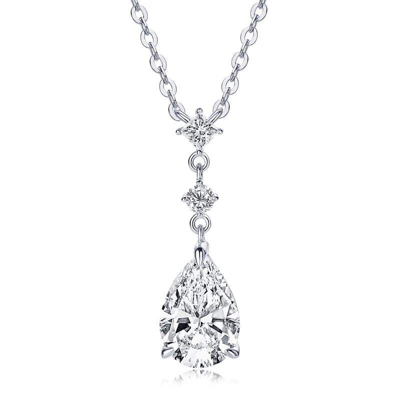 7x10mm 2.0ct Pear Cut Moissanite Pendant Necklace Silver 925 Women's Waterdrop Necklace High Quality Luxury Engagement Jewelry