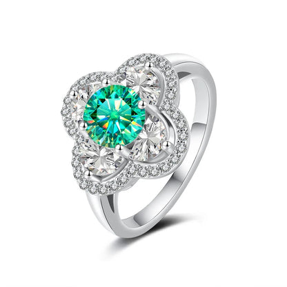 FIRERING 1 Moissanite Clover Ring with Certificate Passed Diamond Test S925 Silver Women Romantic Jewelry Gift